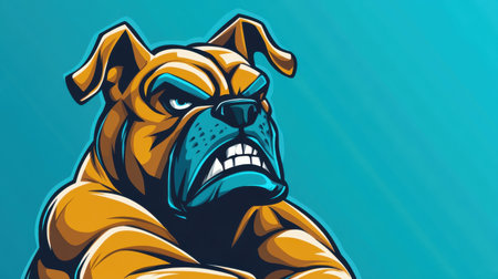 This striking bulldog illustration showcases a strong, fierce character with bold colors and a unique design perfect for a variety of graphic projects and marketing materials.の素材