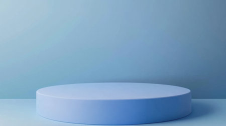 A serene blue display platform set against a soft blue backdrop, ideal for showcasing art pieces, products, or photography in minimalist and modern spaces.の素材
