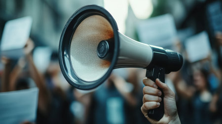 Close-up of a ballot with megaphone illustration, symbolizing the power of individual voices in the democratic process.の素材
