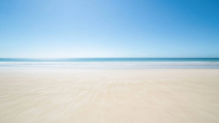 Experience the beauty of a peaceful beach with clear turquoise waters and soft golden sand, perfect for a serene getaway and relaxation in nature's embrace.の素材