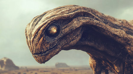 This breathtaking image depicts a fantastical creature from an alien world, showcasing its intricate textures and captivating glow in a surreal landscape that sparks imagination.の素材