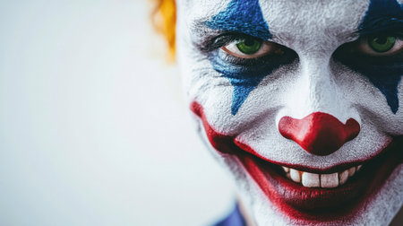 Captivating close-up of a smiling clownの素材