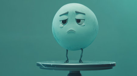 This image features a sad cartoon character with a blue hue, showcasing tears. It visually represents emotions and can be used for creative projects focusing on feelings and expressions.の素材