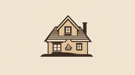 A charming vintage style house icon featuring a lovely design with a chimney and symmetrical windows, ideal for home decor themes, real estate ventures, or architectural projects.の素材