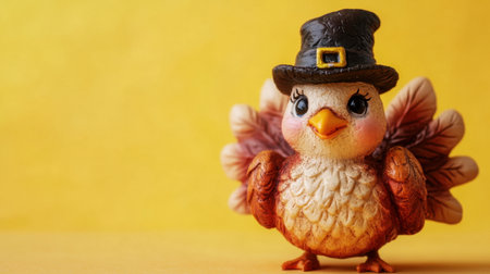 This delightful autumn bird figurine captures the essence of the season with its vibrant colors and playful design. Ideal for festive decor.の素材