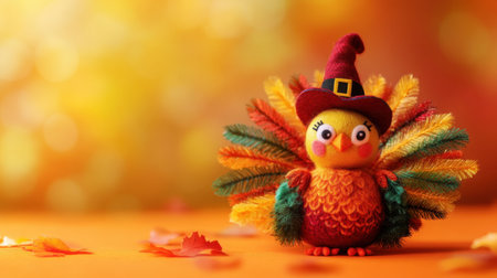 This cute turkey figurine brings a festive spirit to any autumn celebration. With vibrant feathers and a charming hat, it adds joy to your decor.の素材