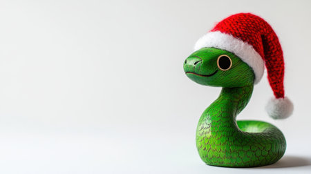 This charming green snake figurine wearing a Santa hat captures the playful spirit of the holiday season. Perfect as a decorative piece or festive gift.の素材