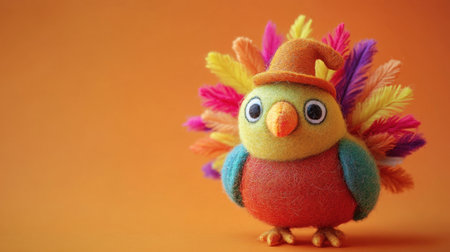 This adorable felt bird toy features vibrant feathers and a cheerful expression, perfect for adding a touch of whimsy and joy to any space or children's playtime.の素材