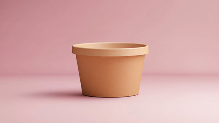 A simple brown pot sits gracefully on a soft pink background, ideal for showcasing plants or adding a minimalistic touch to any home decor or gardening project.の素材