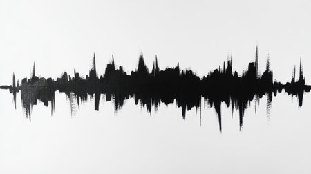 Artistic black marker stroke with jagged edges, standing out sharply on a plain white backdropの素材