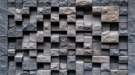 Abstract patterns on a stone wall with rough textures and earthy tones, evoking modern architectural artistryの素材