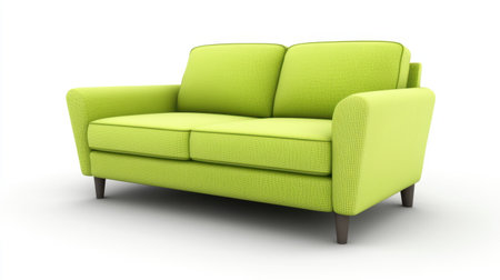 A vibrant green sofa designed for modern interiors, perfect for adding a pop of color to your living space. Ideal for stylish and comfortable lounging.の素材