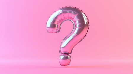 Bright pink question mark balloon on a soft pink background, perfect for themes of inquiry and celebration. Ideal for creative projects and marketing.の素材