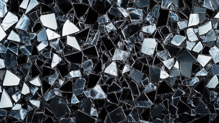 A striking black and white mosaic tile background featuring angular shapes. This artistic design offers a modern touch, perfect for diverse creative projects.の素材