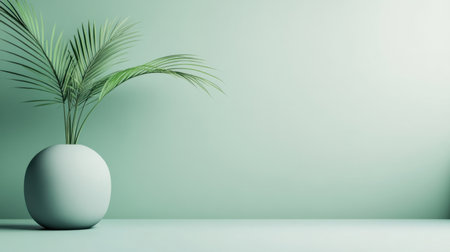 A modern indoor plant in a sleek pot sits against a soft green background, creating a serene and refreshing atmosphere. Perfect for home decor or design projects.の素材