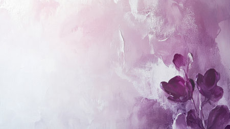 This elegant abstract background features soft floral designs in purple tones, creating a serene and harmonious atmosphere perfect for artistic projects.の素材