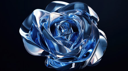 This stunning glass rose sculpture features intricate design and a shiny blue finish, perfect for adding a touch of elegance and beauty to any space.の素材