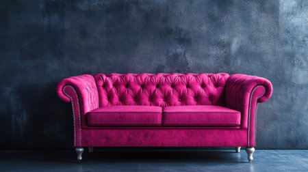 This vibrant pink chesterfield sofa adds a pop of color to any modern interior space. Its plush upholstery and deep button detailing create a stylish focal point.の素材