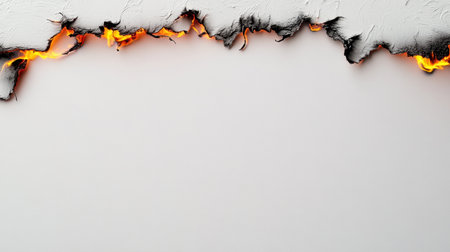 This image features a unique textured background with a fiery edge, creating an intriguing contrast against a clean surface. Perfect for creative projects.の素材