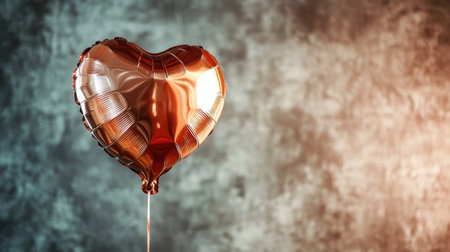 A striking heart-shaped balloon with a glossy finish floats against a textured backdrop, capturing the essence of joy and romance for various celebrations.の素材