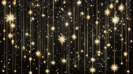 A mesmerizing display of sparkling stars glimmers against a dark night sky, creating an enchanting atmosphere perfect for celebrations and events.の素材