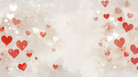 This abstract background features colorful hearts, perfect for expressing love and romance. Ideal for cards, decorations, or festive designs to evoke warmth and joy.の素材