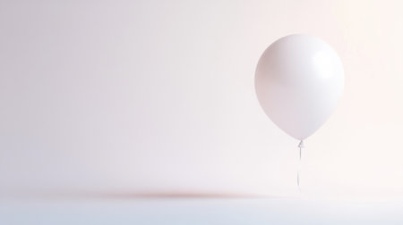 A simple white balloon floats gracefully against a soft neutral background, embodying themes of celebration, purity, and minimalism for versatile design uses.の素材