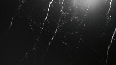 Discover an elegant black marble background featuring striking white veins, perfect for various design projects, adding a touch of luxury and sophistication.の素材