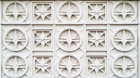 A stunning decorative wall panel featuring intricate star motifs in light tones, showcasing modern design elements and elegant craftsmanship in architecture.の素材