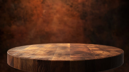 A rustic wooden table surface featuring a rich brown texture, ideal for displaying products or creating a warm ambiance in interior photography.の素材
