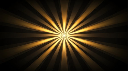 Captivating golden sunburst rays radiate outward against a dark background, creating a striking visual effect perfect for various design projects or presentations.の素材