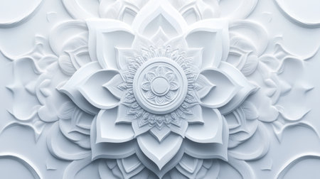 Experience the essence of elegance with this intricate white floral pattern featuring textured 3D design elements, ideal for backgrounds and artistic expressions.の素材