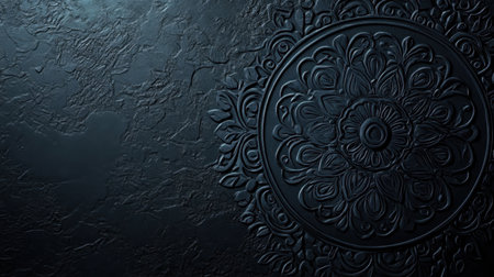 This elegant black textured background features an intricate floral design, perfect for adding a touch of sophistication and modernity to various creative projects.の素材
