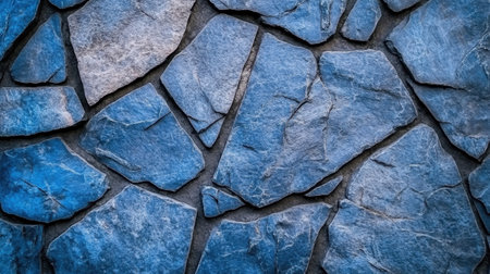 This image showcases a detailed, textured blue stone wall, perfect for design projects and architectural backgrounds, adding an artistic touch to any visual concept.の素材