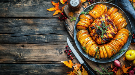This beautiful roast pumpkin dish captures the essence of autumn with vibrant colors and rich textures, perfect for a cozy gathering or festive meal.の素材