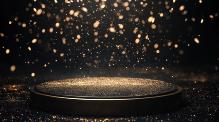 Captivating glittering background featuring sparkling dust over a dark surface. Perfect for emphasizing elegance and celebration in visual projects.の素材