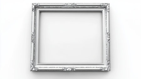 A beautifully ornate silver photo frame featuring intricate designs. Ideal for displaying your favorite art pieces or cherished memories in a stylish way.の素材