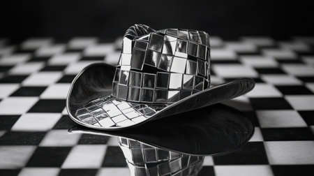 Cowboy hat, mirror-tiled, black velvet, gay cowboy, style.の素材