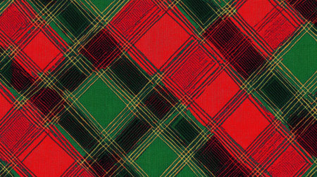 Plaid pattern, red and green, Christmas, background, festive.の素材
