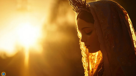 Morning light, Nossa Senhora Aparecida, icon, Brazilian, Catholic.の素材