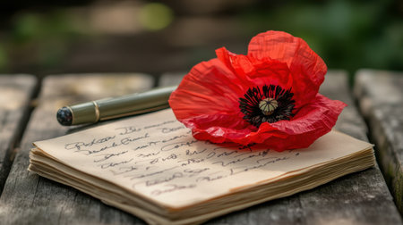 Remembrance, war memorial, handwritten note, thanks, tribute.の素材