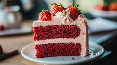 Delicious cake, strawberry, closeup, dessert, sweet.の素材