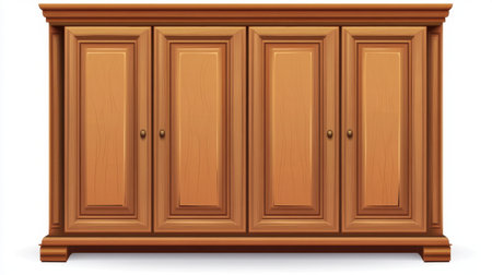 Discover a stunning wooden cabinet featuring four doors, perfect for enhancing your home or office interior. Ideal for storage and organization, this piece adds an elegant touch.の素材