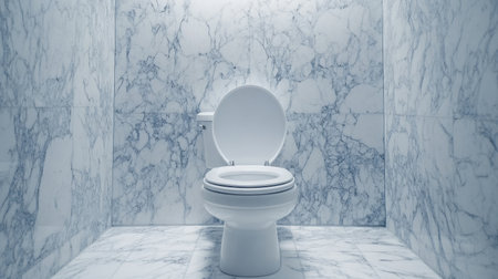 Discover a sleek white toilet set against a striking marble bathroom backdrop, showcasing modern elegance and clean design for stylish interiors.の素材