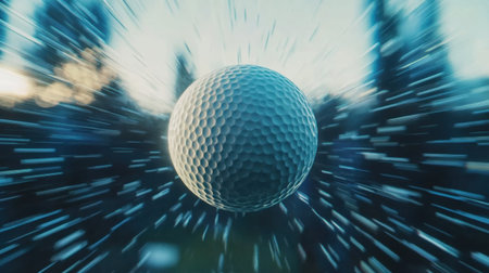Experience the exhilarating feeling of a golf ball in mid-flight, enhanced by a stunning motion blur effect that captures the essence of speed and action in outdoor sports.の素材
