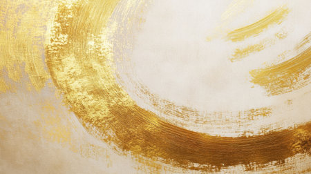 A stunning abstract artwork showcasing golden brush strokes on a light background, perfect for enhancing modern interiors, creative projects, and artistic presentations.の素材