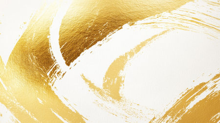 This image features a stunning gold brush stroke over a pristine white background, embodying elegance and modern design, perfect for artistic and decorative uses.の素材