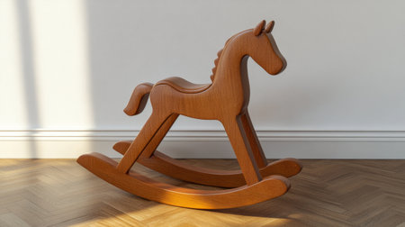 A beautifully crafted wooden rocking horse for children, showcased in a minimalist setting with gentle natural light, ideal for inspiring nursery or playroom designs.の素材