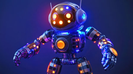 A vibrant and innovative robot design with colorful lights, perfect for capturing the essence of advanced technology and creativity in various media projects.の素材