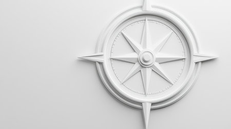 A clean and modern interpretation of a compass rose, this image captures the essence of navigation and direction in a minimalist style, perfect for various design projects.の素材